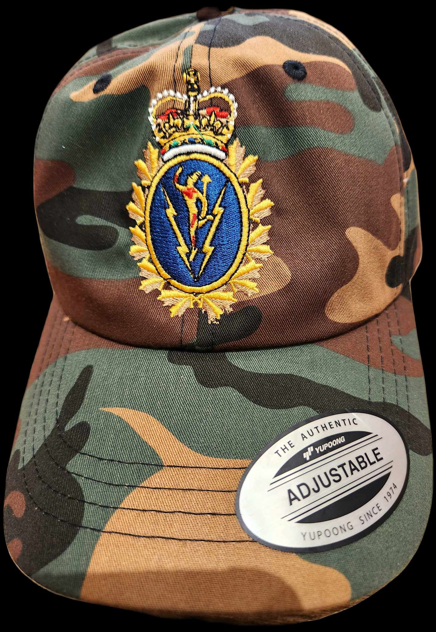 Camo Hat with Canada flag and Crown Embroidery