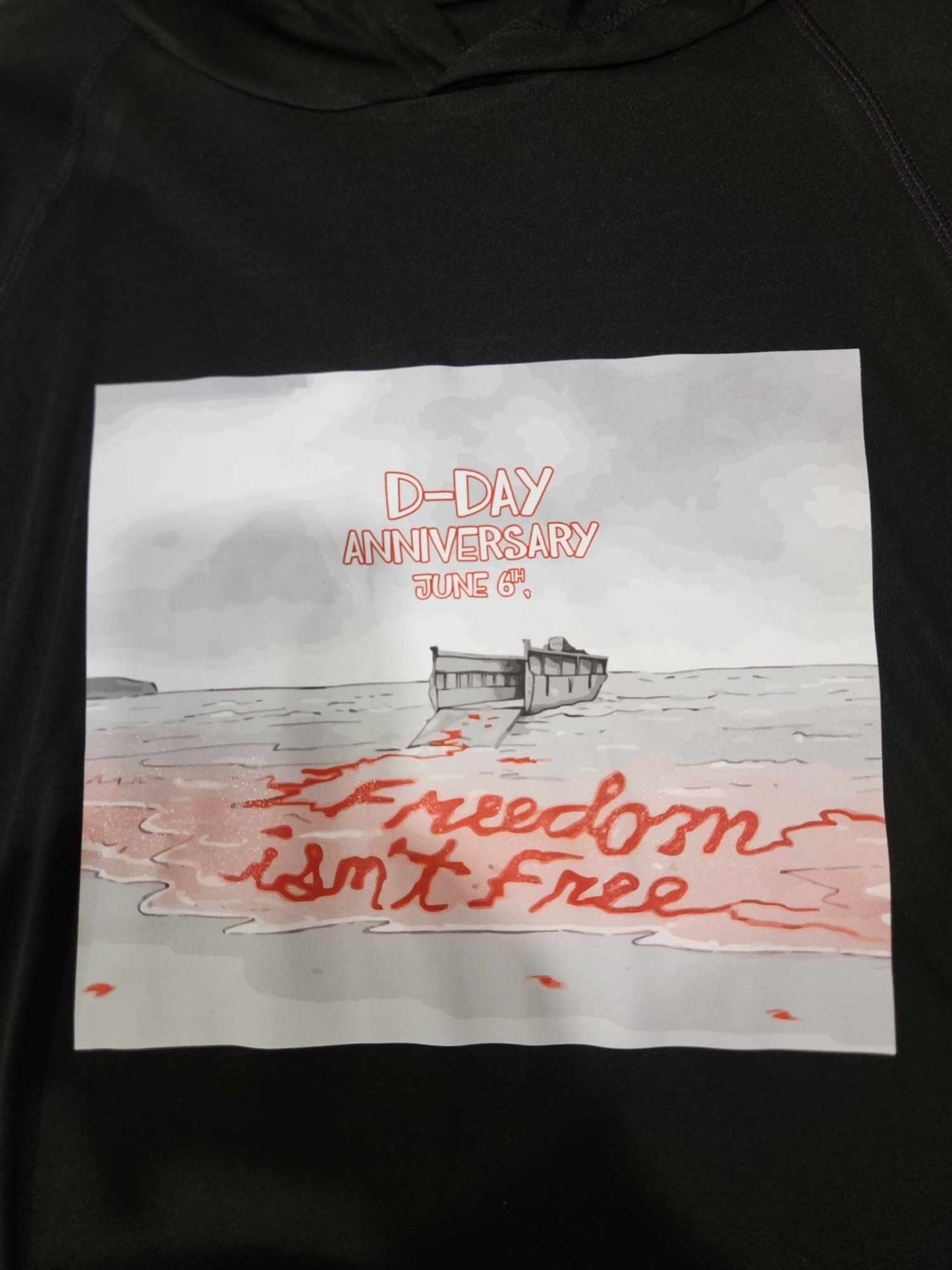 D-Day Anniversary Black Long Sleeve T-Shirt - Cotton