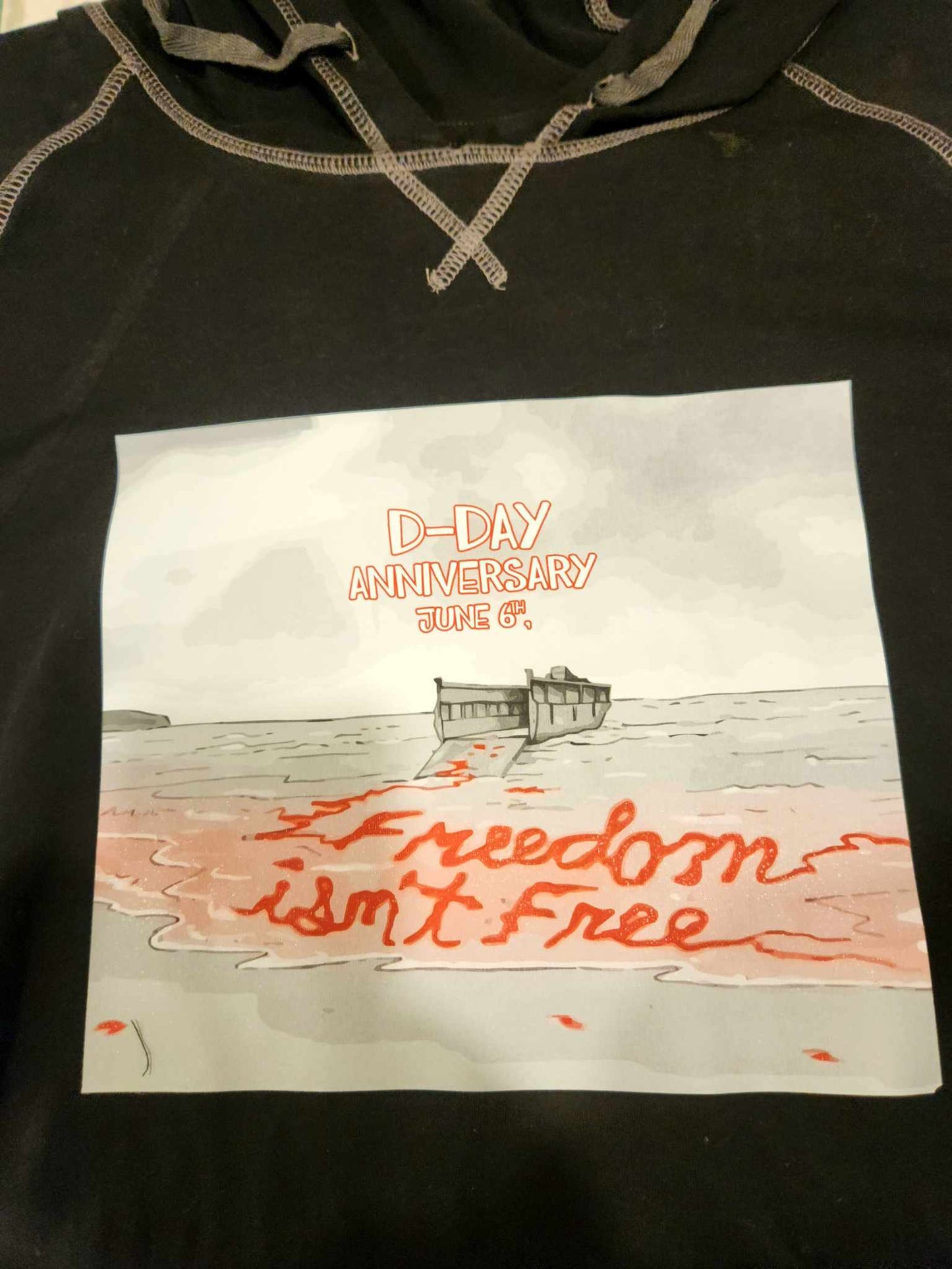 D-Day Anniversary Black Long Sleeve T-Shirt - Cotton