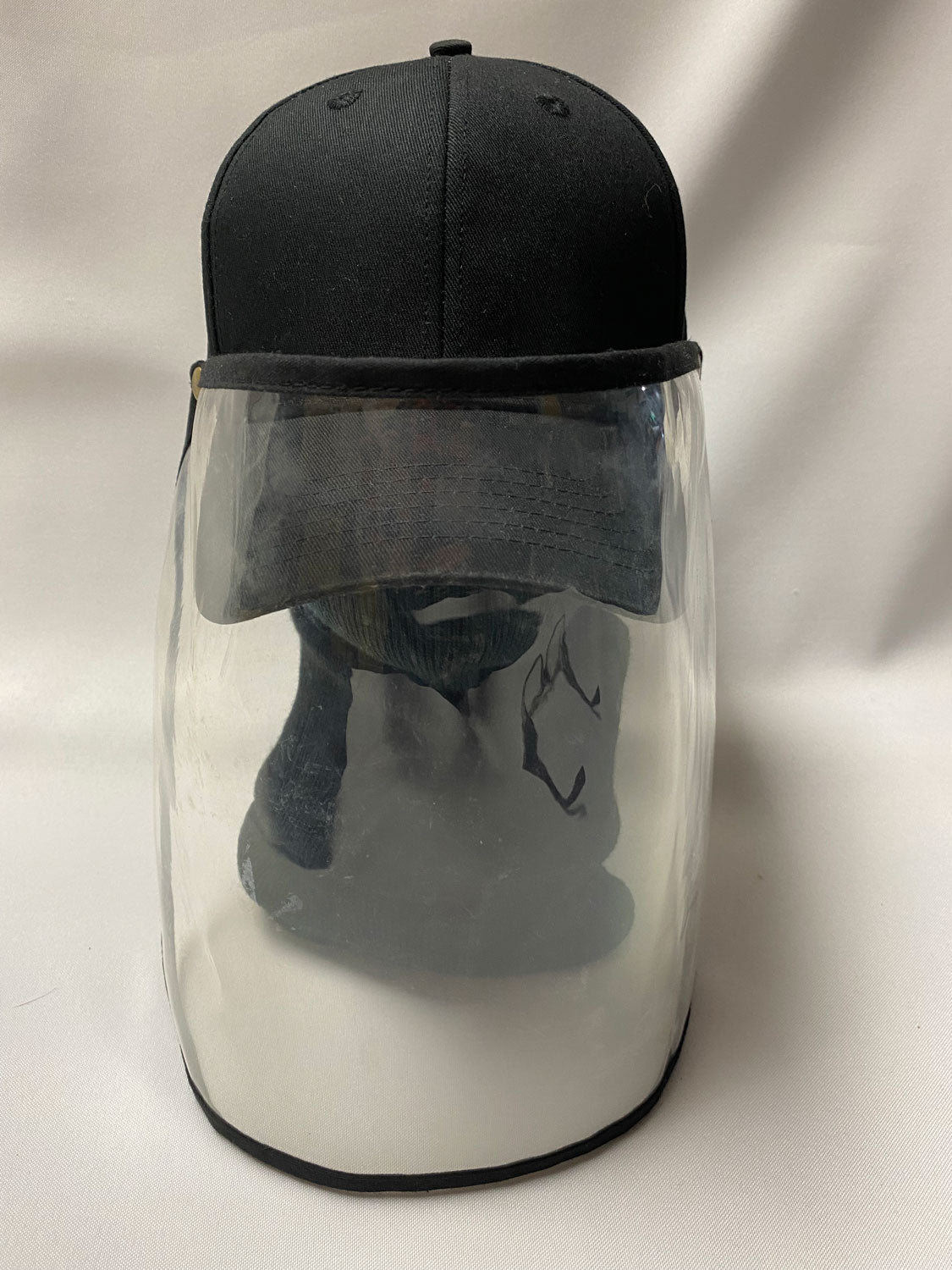 BALL CAP: snap sides to attach face shield