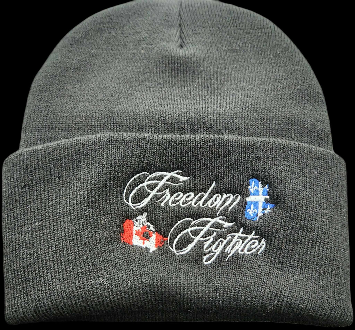 Grey Toque with White Freedom Fighter Embroidery