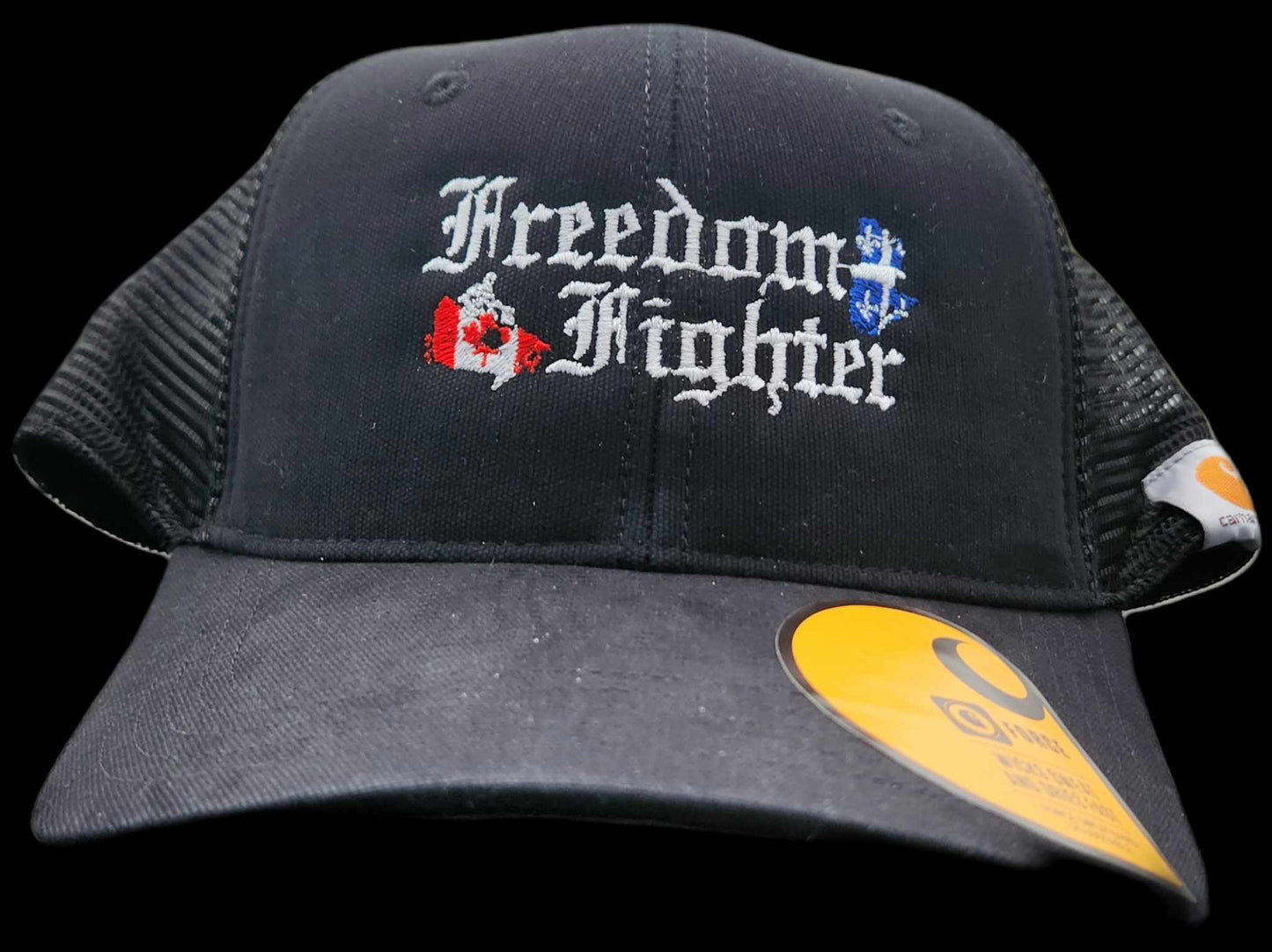 Black Mesh Cap with White Freedom Fighter Letter Embroidery