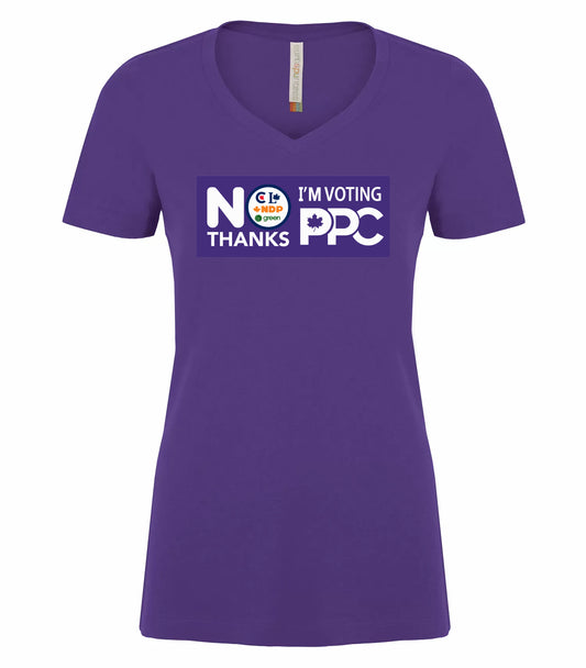 PPC - Purple No Thanks Ladies V-Neck T-Shirt (Candidate)