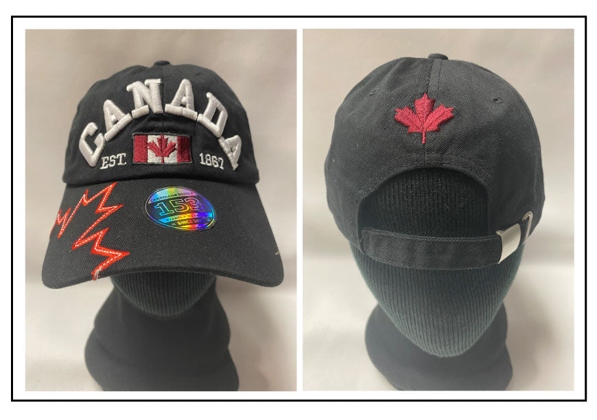 1867 CANADA CAP - embroidery white letter/red leaf on black (LIMITED QUANTITIES)
