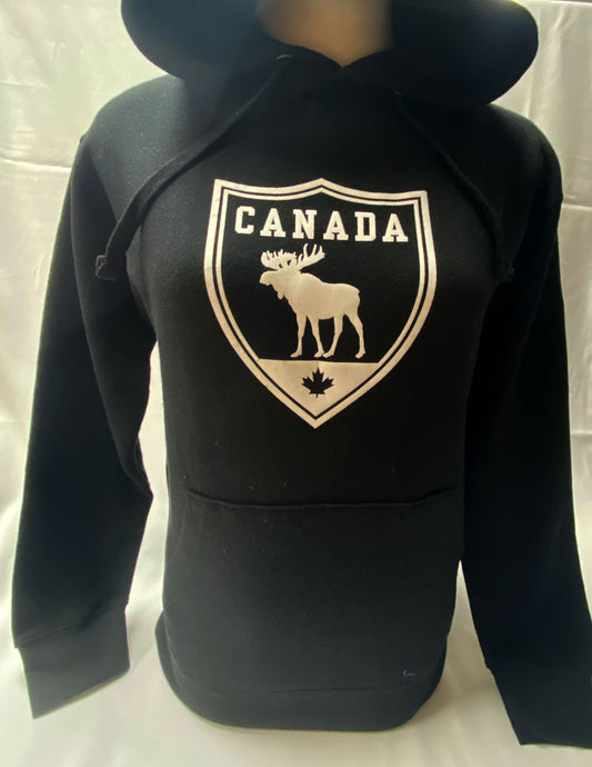 CANADA MOOSE sweatshirt hoodie - white logo on black